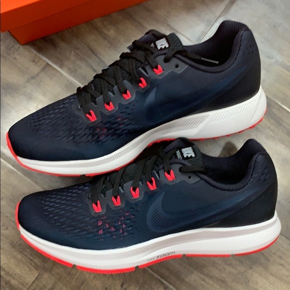 NIKE AIR ZOOM PEGASUS 34 Blk/Armory Navy-Red Orbit - Picture 14 of 16